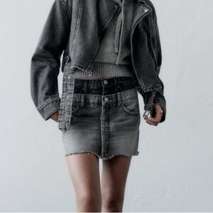 Zara Gray Denim Mini Skirt